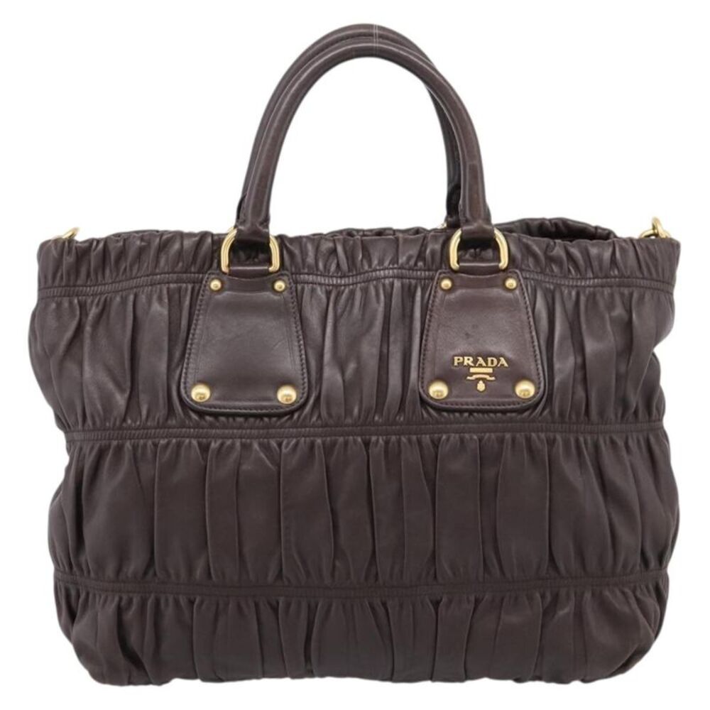 Prada Gaufre Nappa Leather Brown Leather Tote Bag Bag